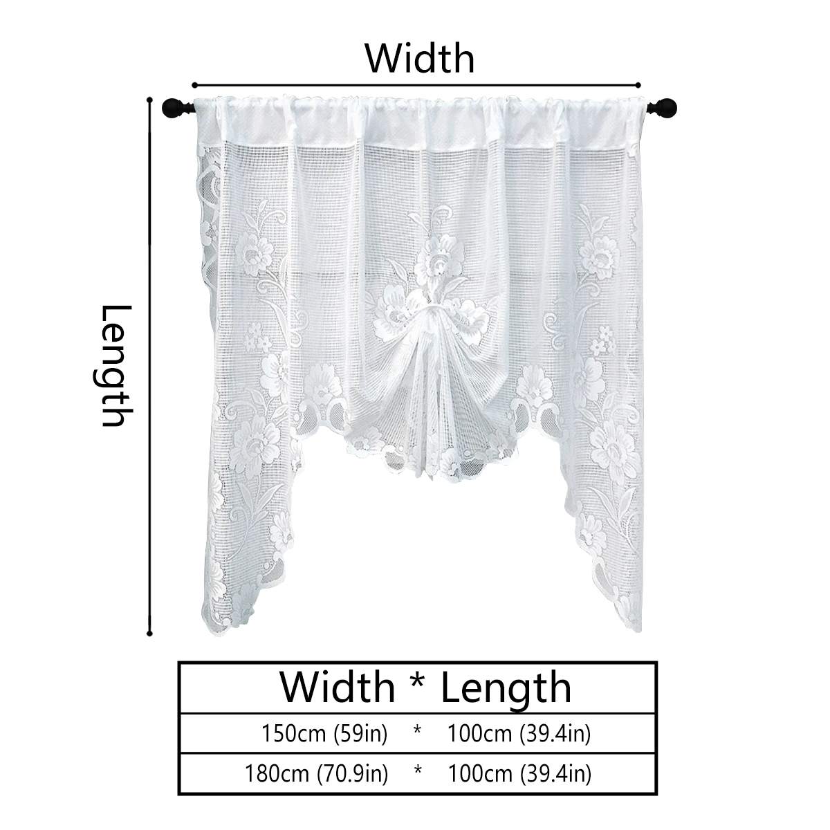 Cortina de encaje transparente, cortina corta, cortinas japonesas para ventana, cortinas blancas decorativas para puerta de casa, ventana, cortina para ventana y hogar