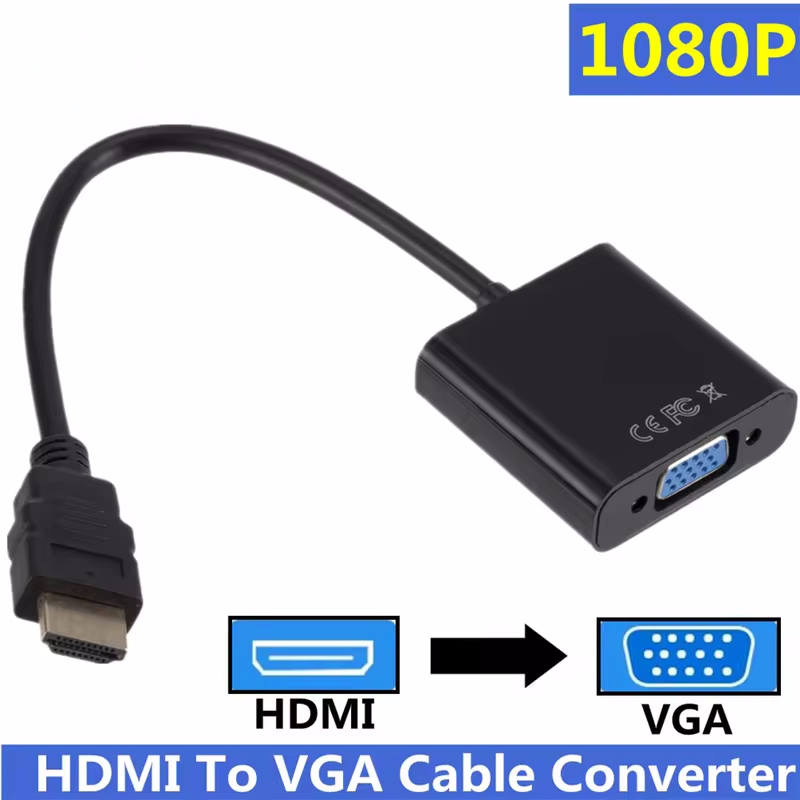 Convertidor de Cable VGA para tableta, portátil, PC, TV, 1080P, compatible con HDMI, adaptador Digital analógico, macho a hembra