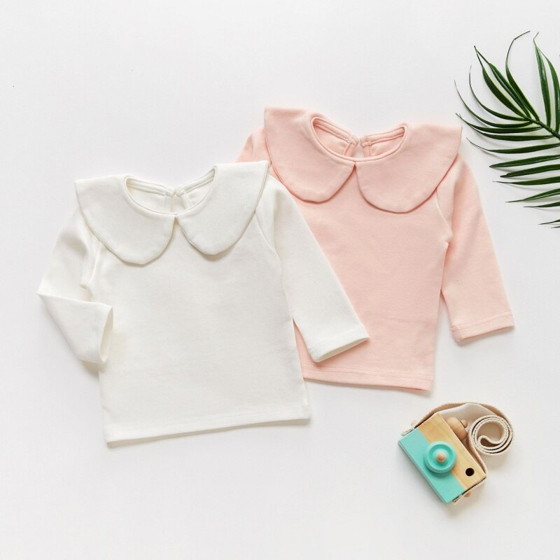 Baby Meisjes T-shirts Met Lange Mouwen Tops Katoen Casual Prinses Blouse Lente Herfst Peuter Solid Tops Meisjes Casual Kleding