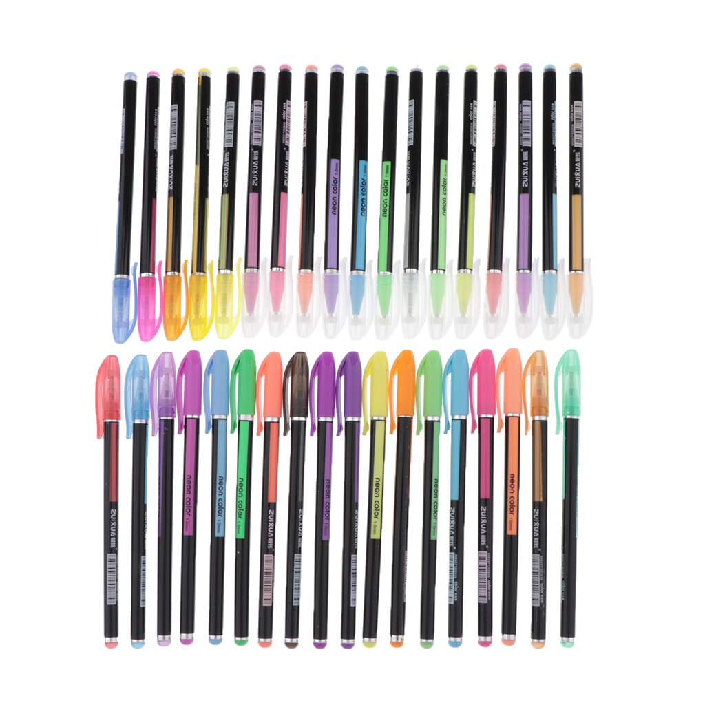 12/16/24/36/48 stk glitter gel penne farvede fine tip markører til voksne farvebøger, tegning, journal og doodling: 36 farver