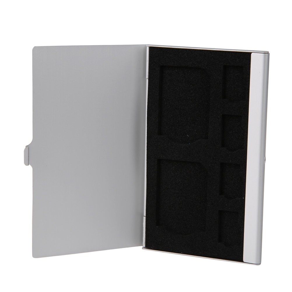 Zilver Draagbare Aluminium Anti-Statische Eva 2 Sd + 4 Tf Micro Sd Kaarten Pin Memory Storage Box Case houder Protector