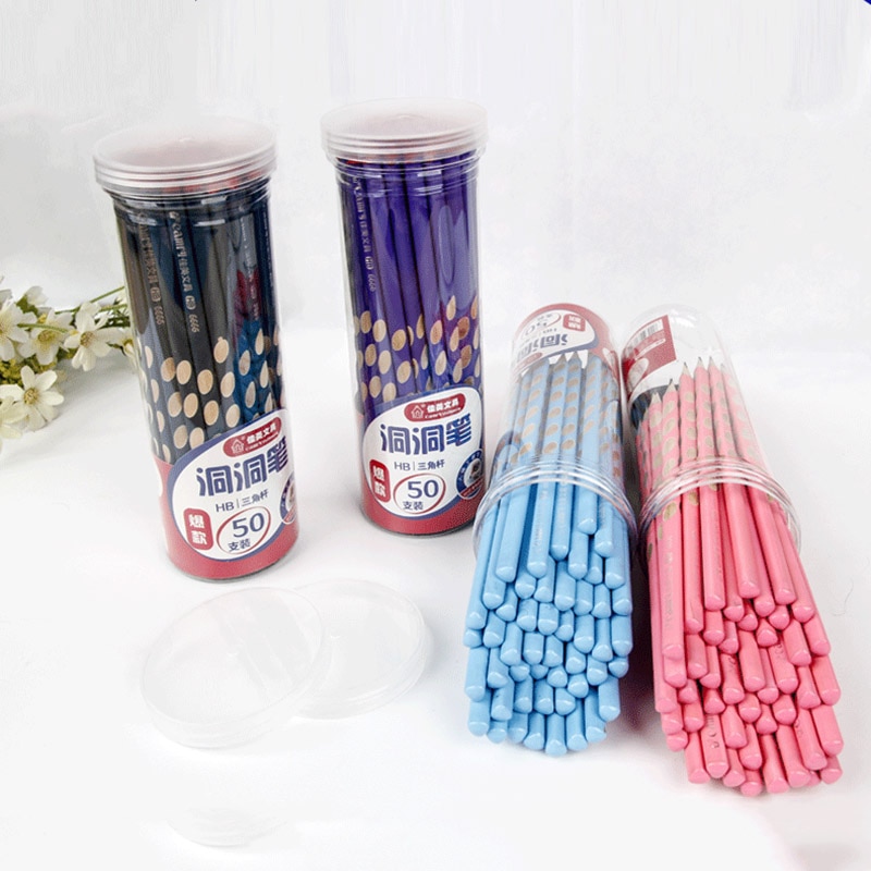 5 pièces crayon de trou HB Kawaii crayons de plomb en bois pour enfants fournitures de bureau scolaires nouveauté papeterie outils de Correction