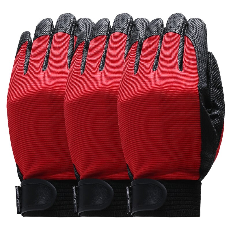 QIANGLEAF 3 stücke Blau Arbeit Handschuhe Sicherheit Ausrügestochen Mann Fahren Handschuh Bergbau Sicherheit Tragen Beständig Gummi Handschuhe 2510: rot / XL