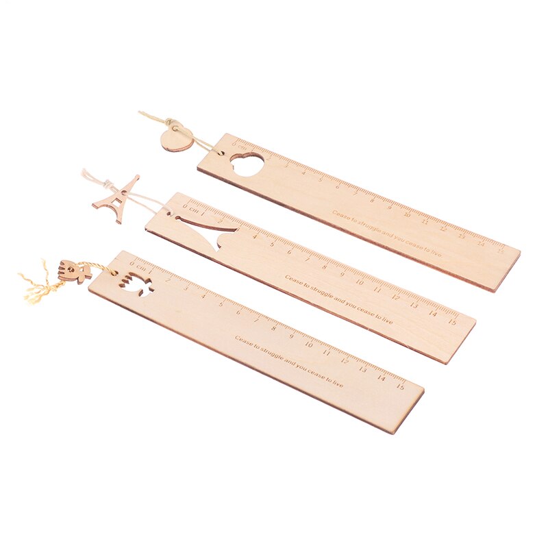 12cm Straight Ruler Bookmarks Retro Wood Ruler Drawing Learning Measuring Tool