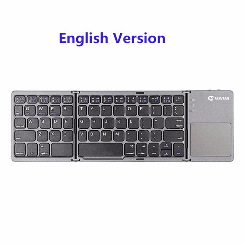 Tragbare Falten Bluetooth Mini Tastatur Faltbare Drahtlose Klavye Touchpad Russische En Tastatur für IOS/Android/Fenster ipad Tablette: Englisch Schwarz