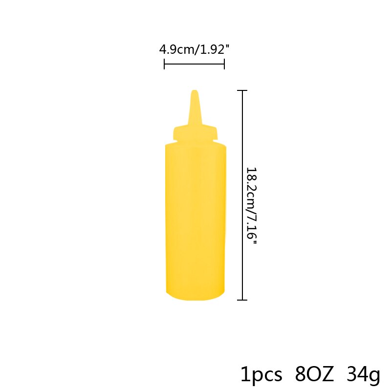 Botella de plástico de alimentaria para cocina, botella exprimible de 8OZ/12OZ/24OZ, para salsa de aceite de oliva, Ketchup, Mustard, Mayo, utensilios para barbacoa: 1pcs 8oz yellow