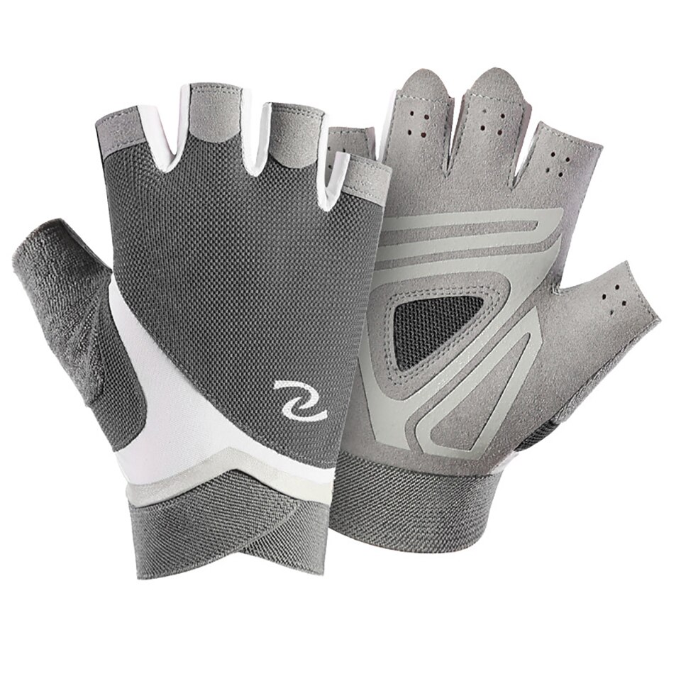 LOOGDEEL Fitness guanti mezze dita antiscivolo attrezzature per il Fitness traspiranti manubri allenamento palestra Body Building guanti da ciclismo: Gray / S