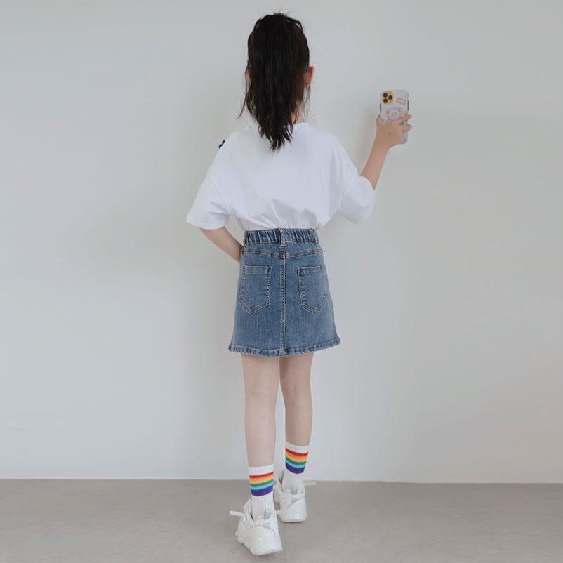 Jupe en Jean pour filles, jupe princesse en Denim, vêtements coréens pour filles de 5 6 7 8 9 10 11 12 13 14 ans