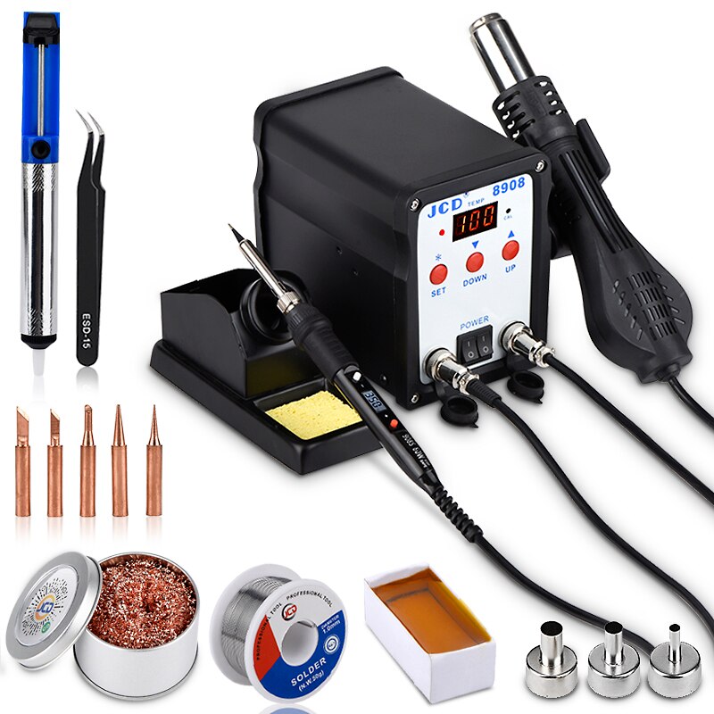 2 IN 1 Soldering station Digital Display 750W air SMD BGA Welding Rework station Adjustable temperature solder repair tools