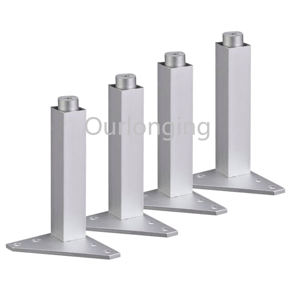 4PCS Adjustable Silver Aluminum Alloy Triangle Base Furniture Legs Cabinet Sofa Feet