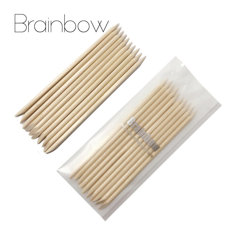 Brainbow 50 Stuks Nail Art Orange Wood Stick Cuticle Pusher Remover Voor Nail Art Care Manicure Schuine Oranje Sticks Nail art Gereedschap