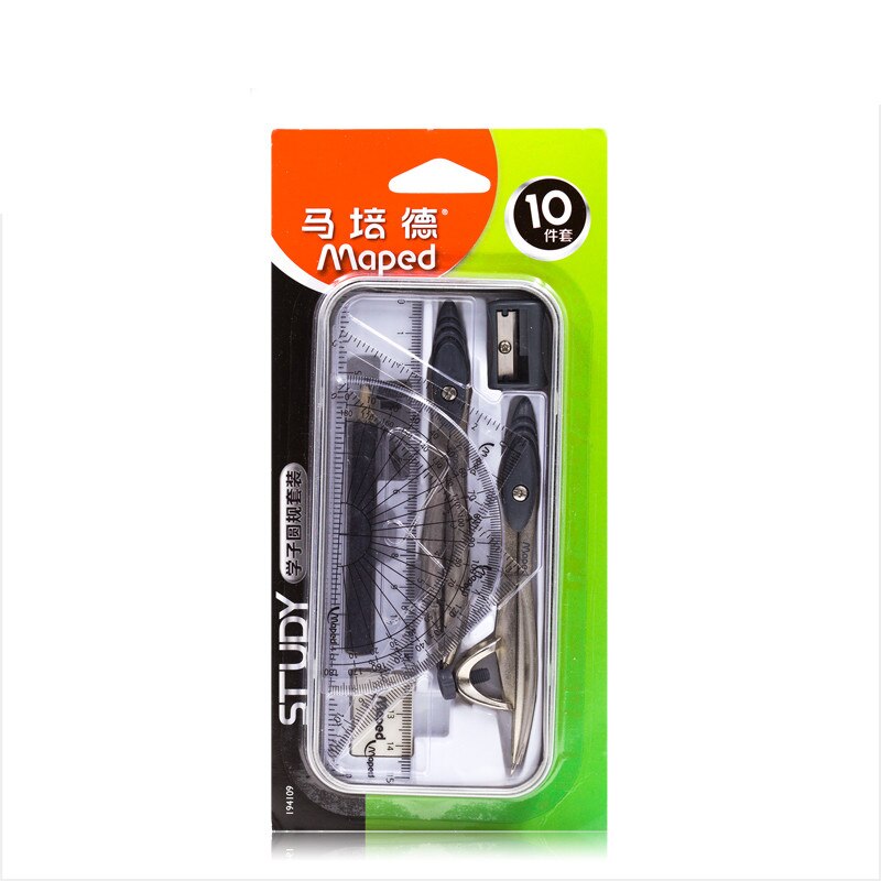 Maped Student stationery ten sets of compasses metal children's ruler set drawing tool ruler: Default Title