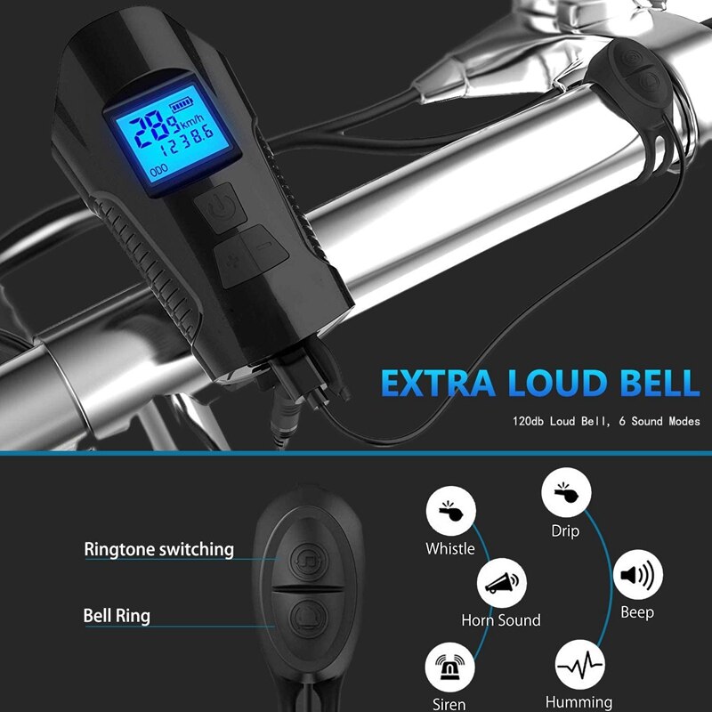 Bicycle Light USB Bicycle Computer Speedometer Rechargeable LED Bicycle Flashlight Lamp Set