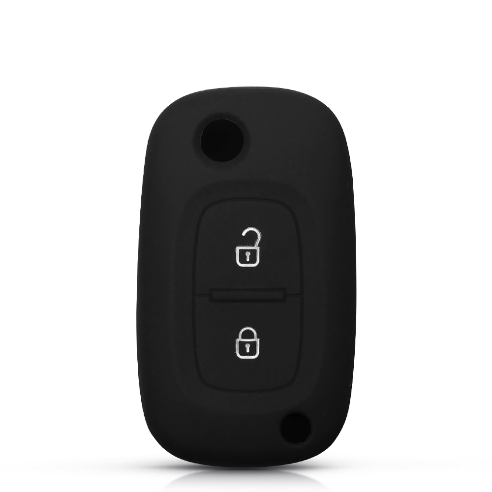 Keyyou 2/3 knapper filp bil fjernbetjening nøglecase shell til renault fluence clio megane kangoo modus auto nøgle med  ne73/va2 blade: Silikone 2 knap b