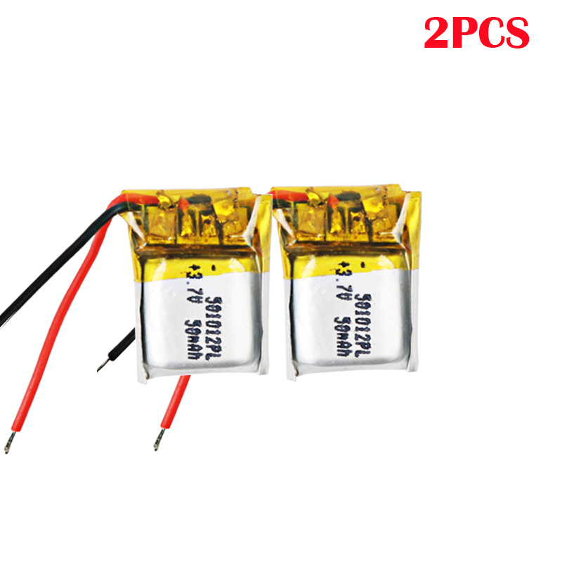 Batería de iones de polímero de litio recargable 3,7 V 50mah 501012 para MP3 MP4 auriculares bluetooth juguetes con GPS lápiz de lectura altavoz reloj inteligente: 2pcs