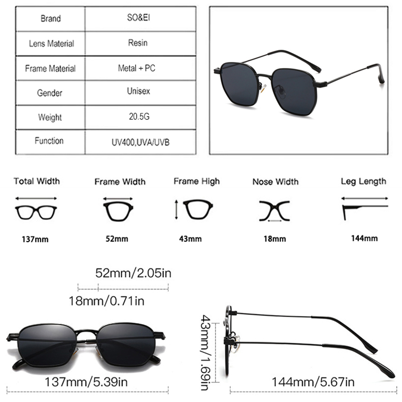 SO & EI, nueva , gafas de sol cuadradas para mujer, lentes transparentes Retro, marco de Metal, gafas de sol Punk naranjas para hombre, gafas de sol UV400