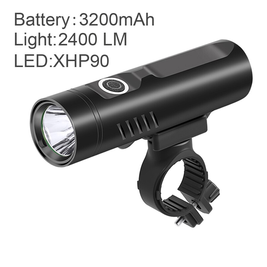 NEWBOLER-linterna de 2400 lúmenes para bicicleta, luces LED USB para bicicleta, linterna de aluminio para MTB, faro delantero, accesorios para bicicleta: P90 3200mAh