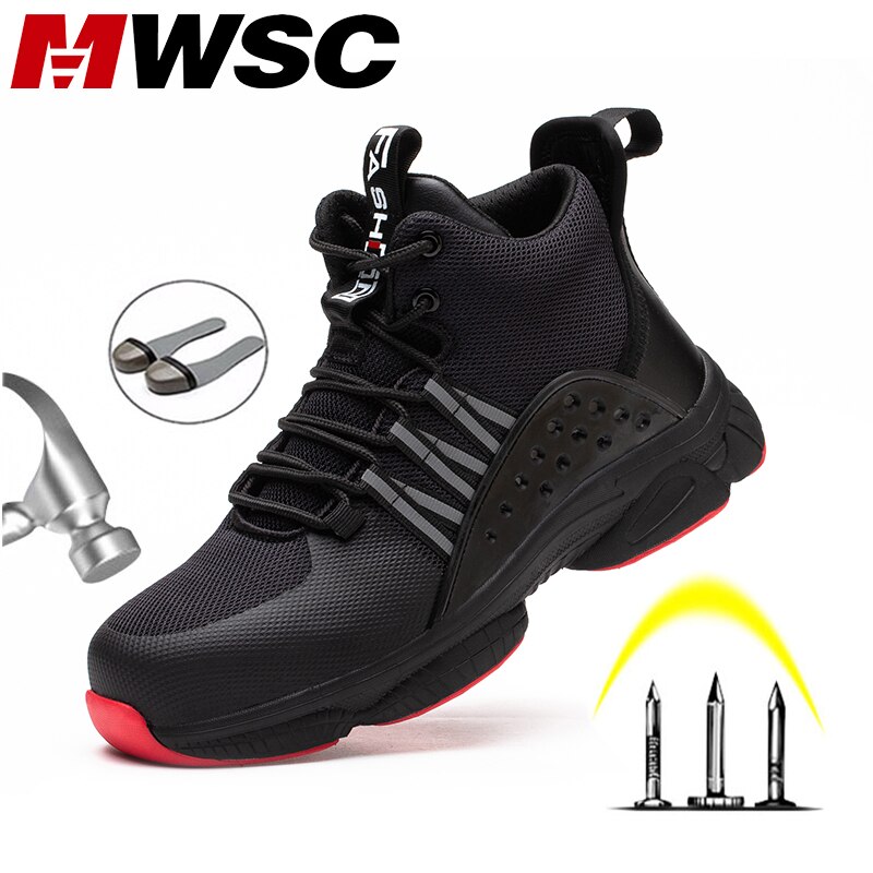 MWSC-zapatos de trabajo de seguridad para hombres, botas de trabajo transpirables con punta de acero, antigolpes, para construcción