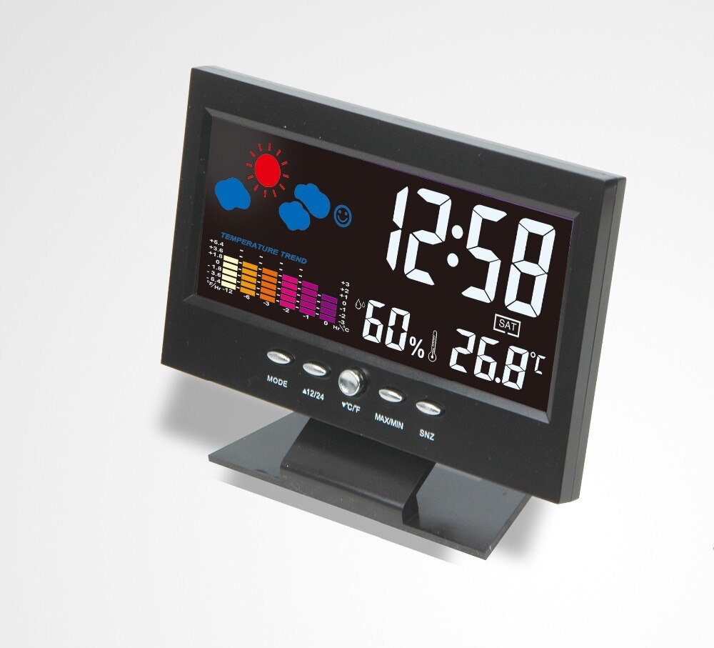 Digital Weather Forecast Station Large-screen Calendar LED Clock With Backlight LCD Desktop Clock Thermometer Hygrometer Timer