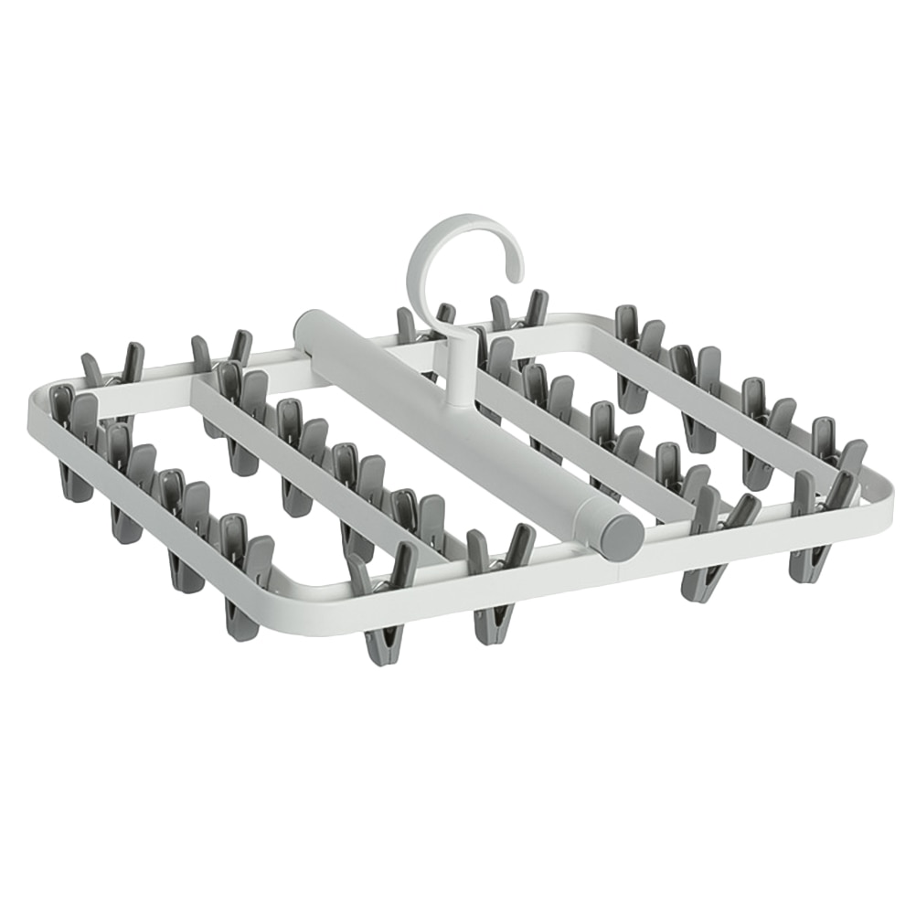 1Pc Plastic Clothes Hanger Multifuntion Sock Rack Windproof Laundry Rack Foldable Clothes Pin (Pale Grey)