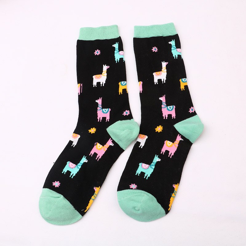 Glade sokker bomull soft sox vakker lama hund kurve menn morsomme kvinner damer jenter kunst