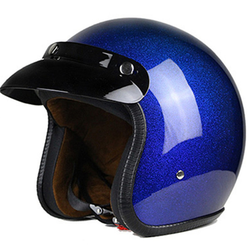 Kiiltoa pinkki vintage moottoripyörä kypärä open face kypärä piste hyväksytty retro moto casco capacete motociclistas capacete ce: Sininen / Xl