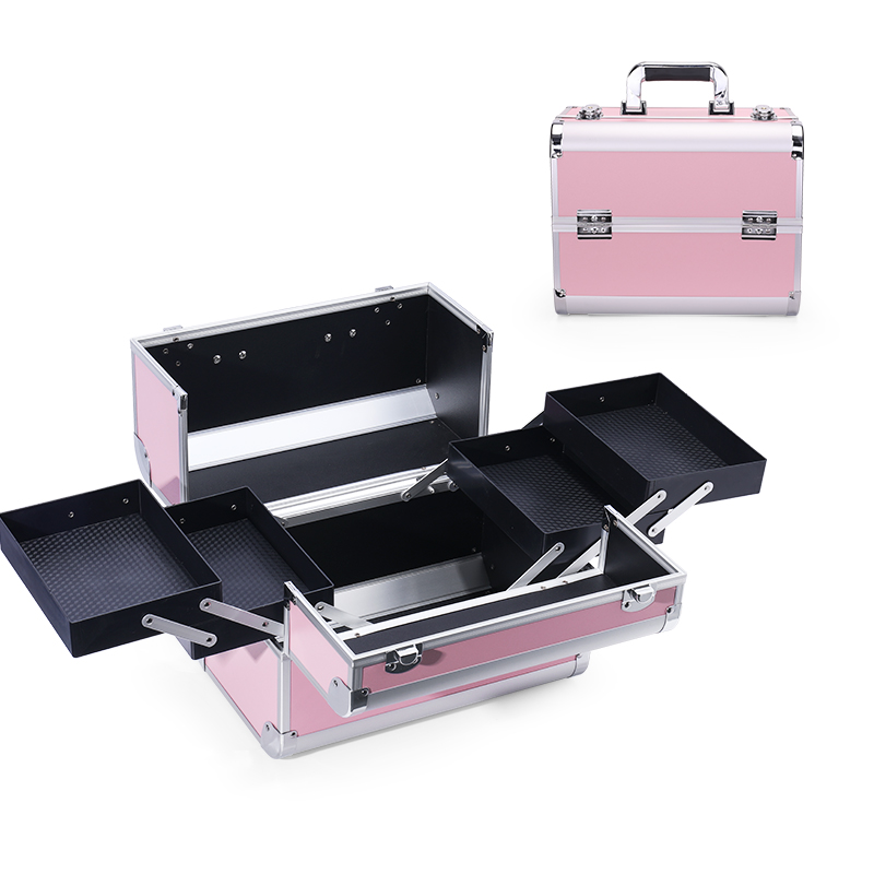Makeup Train Box With Adjustable 4 Trays Makeup Box Makeup Storage Box With Lock And Compartment