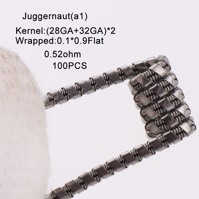 XFKM 100 stks/pak Giant juggernaut coils Seper juggernaut Clapton coil Alien taiji super Clapton Verwarming Weerstand rda coil: juggernaut-a1-100