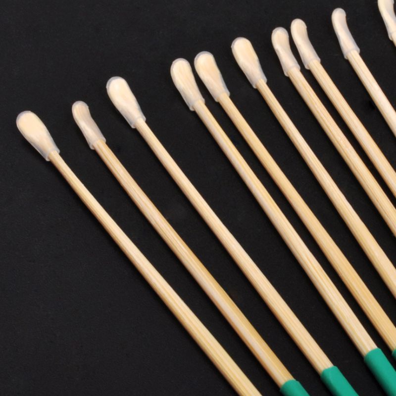 Cuillère pour nettoyeur d'oreille en bois de bambou, avec manche en caoutchouc vert antidérapant, retrait du cérumen, avec couvercle en Silicone souple, soins de santé