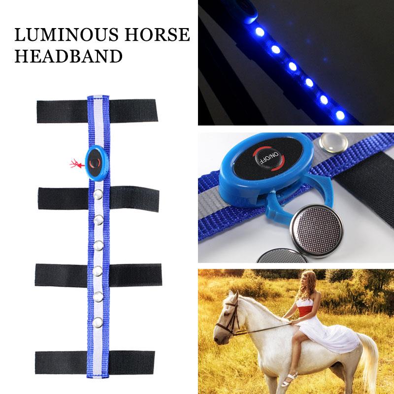 Horse Head Straps Horse Reins LED Sports Horseman Polyester Blue Equestrian Reins Outdoor Tournament