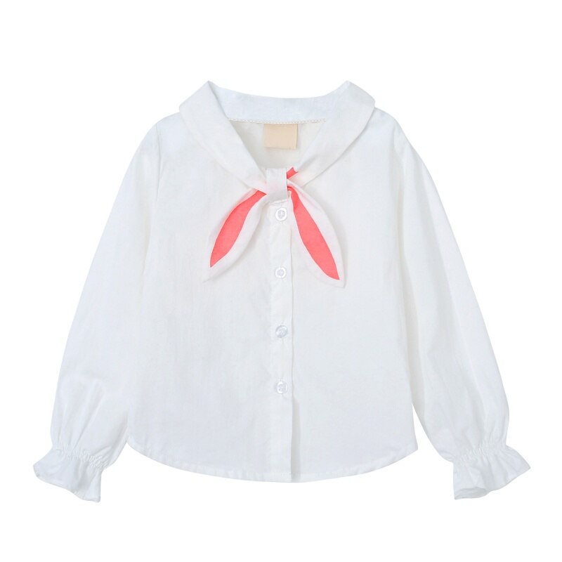 Autumn Tops Girls Cute Kids Blouses For Girls Shirts Long Sleeve School Uniform Ruffles Children Clothing Teenage Blouse: W / 3T