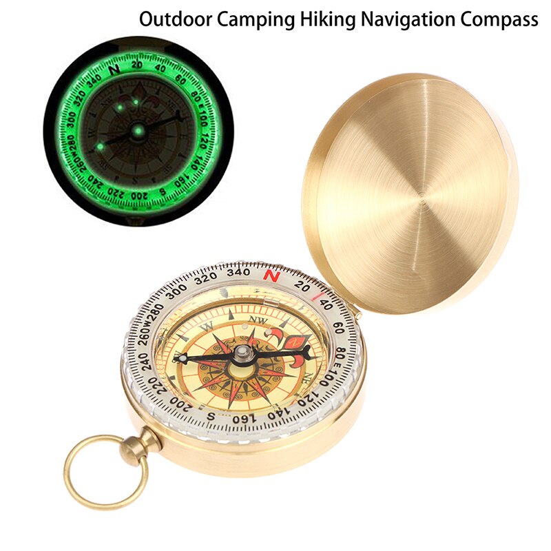 1Pc Camping randonnée poche laiton doré boussole Portable boussole Navigation pour activités de plein air