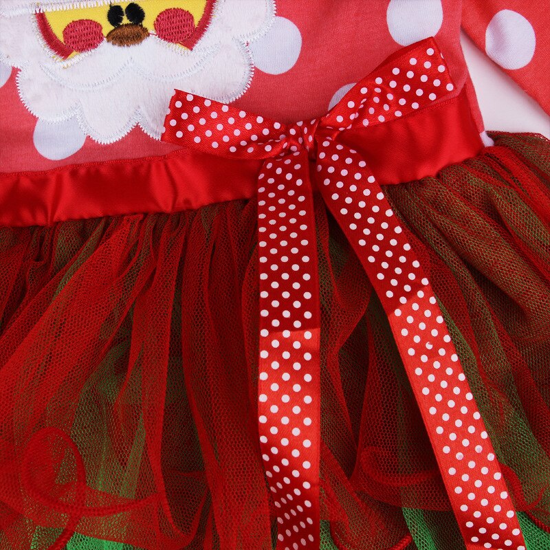 Julklänning för tjejer tomtemönster barn festklänningar barns juldräkt år karnevalskläder 2-8 år