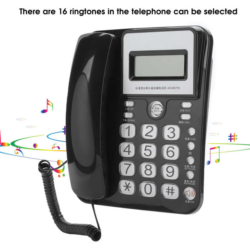 AEQ96754 Home Office Telephone Single Line Corded Desk Phone with Caller ID Time Display