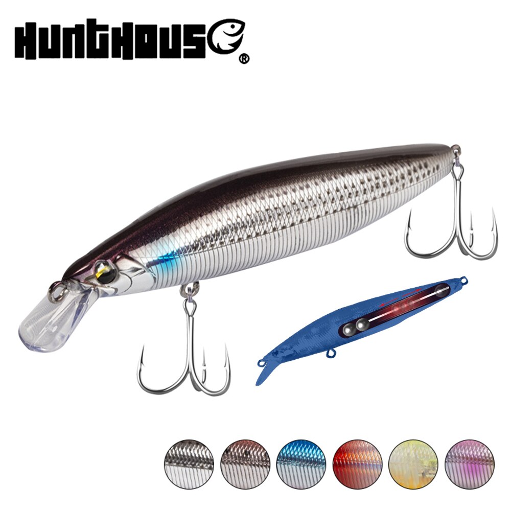 Hunthouse – leurre méné flottant lentement, appât artificiel idéal pour la pêche au bar ou à la truite, 90mm, 11.5g