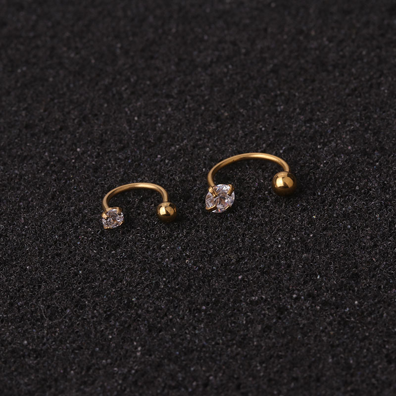 Arete de acero inoxidable con forma de hélice para la nariz, pendiente de 20G, 6-10mm, para Piercing de oreja, para el lóbulo, Tragus, cartílago, 2 unidades: Negro / Rodio plateado