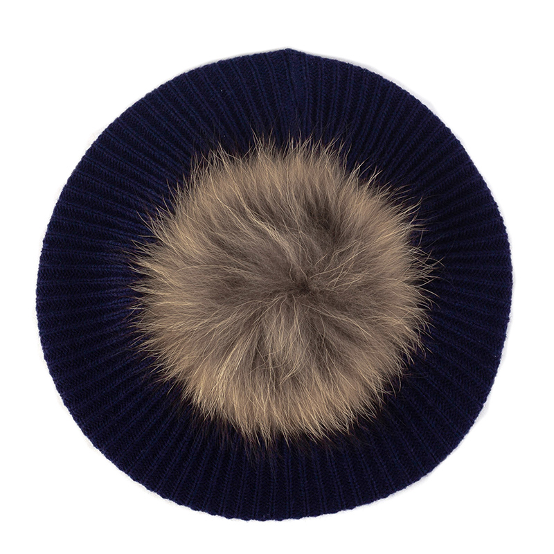 Vrouwen & # 39;s Gebreide Elegante Baretten Zacht Met Echte Pompom Vrouwelijke Kunstenaar Mode Retro Hoeden Dame Effen Kleur Franse Eenvoud Caps: Goud