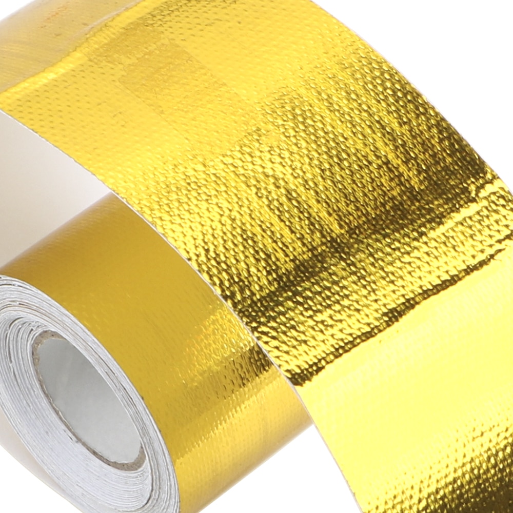 FORAUTO cinta de papel de aluminio de 5cm x 5m, tubo de admisión dorado de alta resistencia a la temperatura, cinta autoadhesiva aislante, accesorios para coche