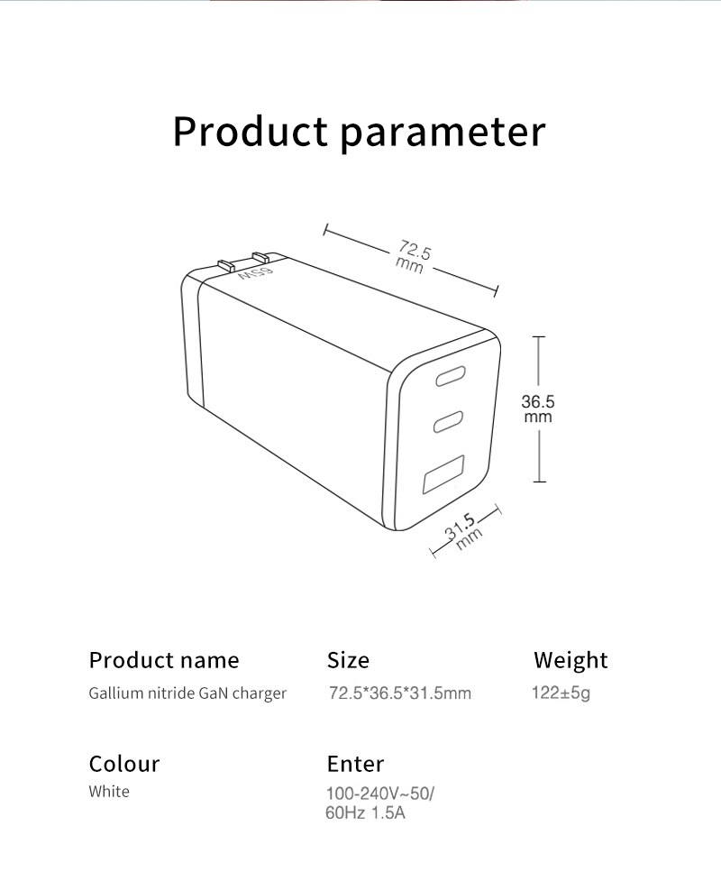 VOXLINK-cargador de pared GaN USB C PD, 65W, 3 puertos, cable PD3.0/QC/PPS/SCP 5A para USB-C, portátiles, MacBook, iPhone, Samsung, Huawei