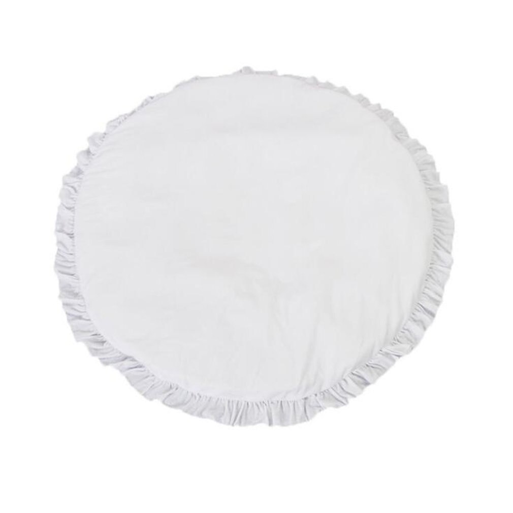 Ronde Vloer Kruipen Mat Voor Baby Kamer Decoratie Play Matten Non Skid Tapijt Deken Kinderen Speelgoed Opbergtas Room Decor foto Props: white
