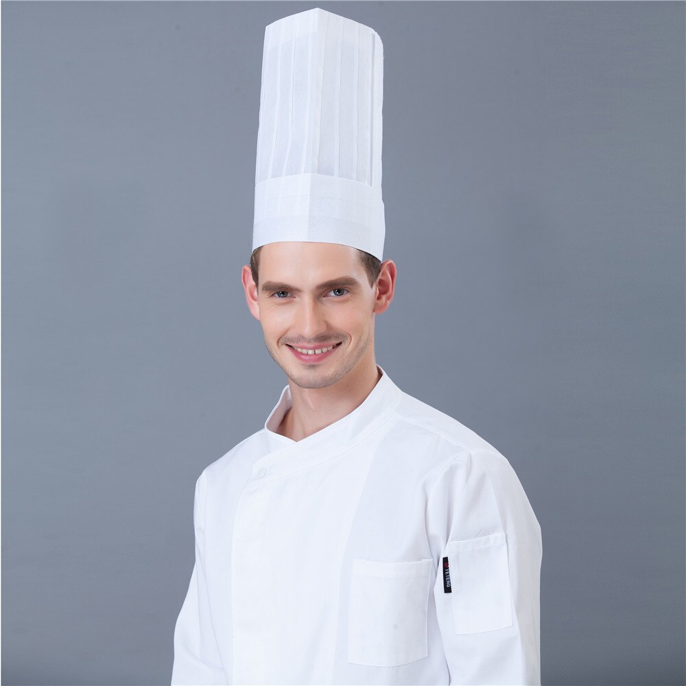 20Pcs/Lot Unisex Nonwoven High Middle Flat Round Hat Restaurant Hotel Kitchen Cook Work Wear Chef Hats Disposable Caps