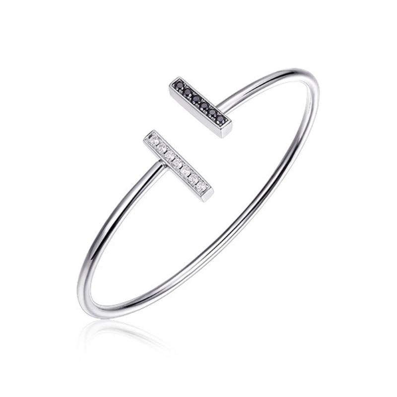 Zwart Awn Zilver Kleur Zilver Charm Armband Vrouwen Bruiloft Sieraden S010: VERMEIL