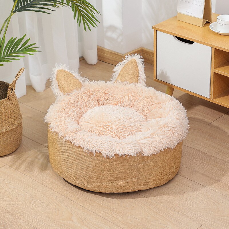 HOOPET Pet Cat Bed Lamb Cashmere Pet Dog Cat House Kennel Puppy Mat Winter Warm Soft Cat Nest Sofa Cushion Kittens Puppies Cat: yellow / 40cm