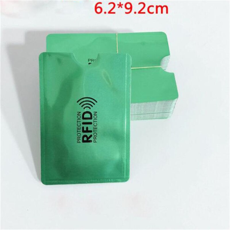 5PCS Men Anti Rfid Wallet Blocking Reader Lock Bank Card Holder Id Bank Card Case Protection Metal Credit NFC Holder Aluminium: Green