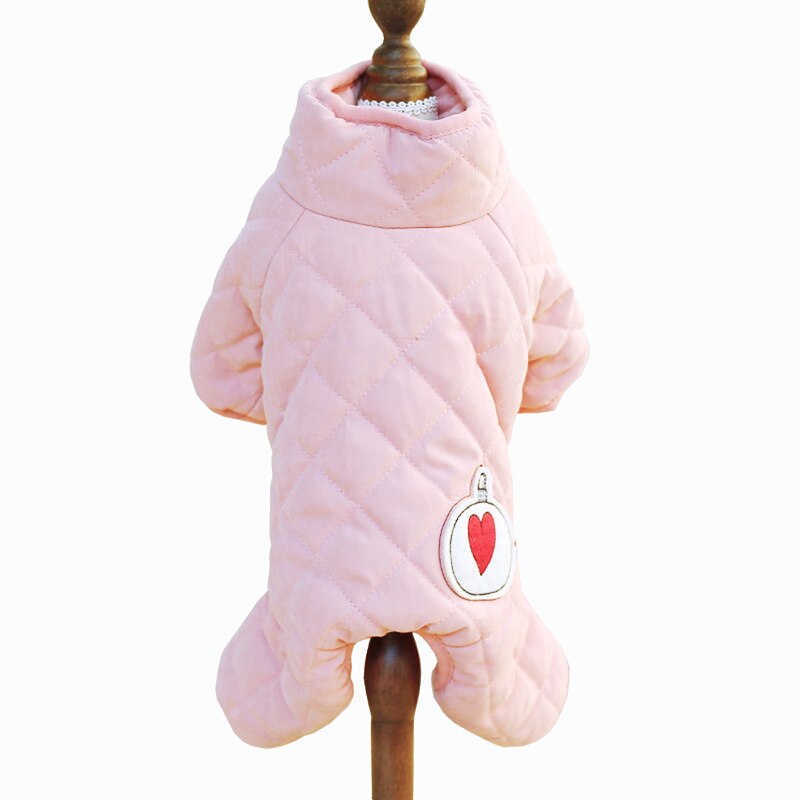 Blå/röd vinterkappa överallt för husdjur nallekattkläder valpkläder mage varm kappa överall för små valp husdjur: Flicka rosa / L