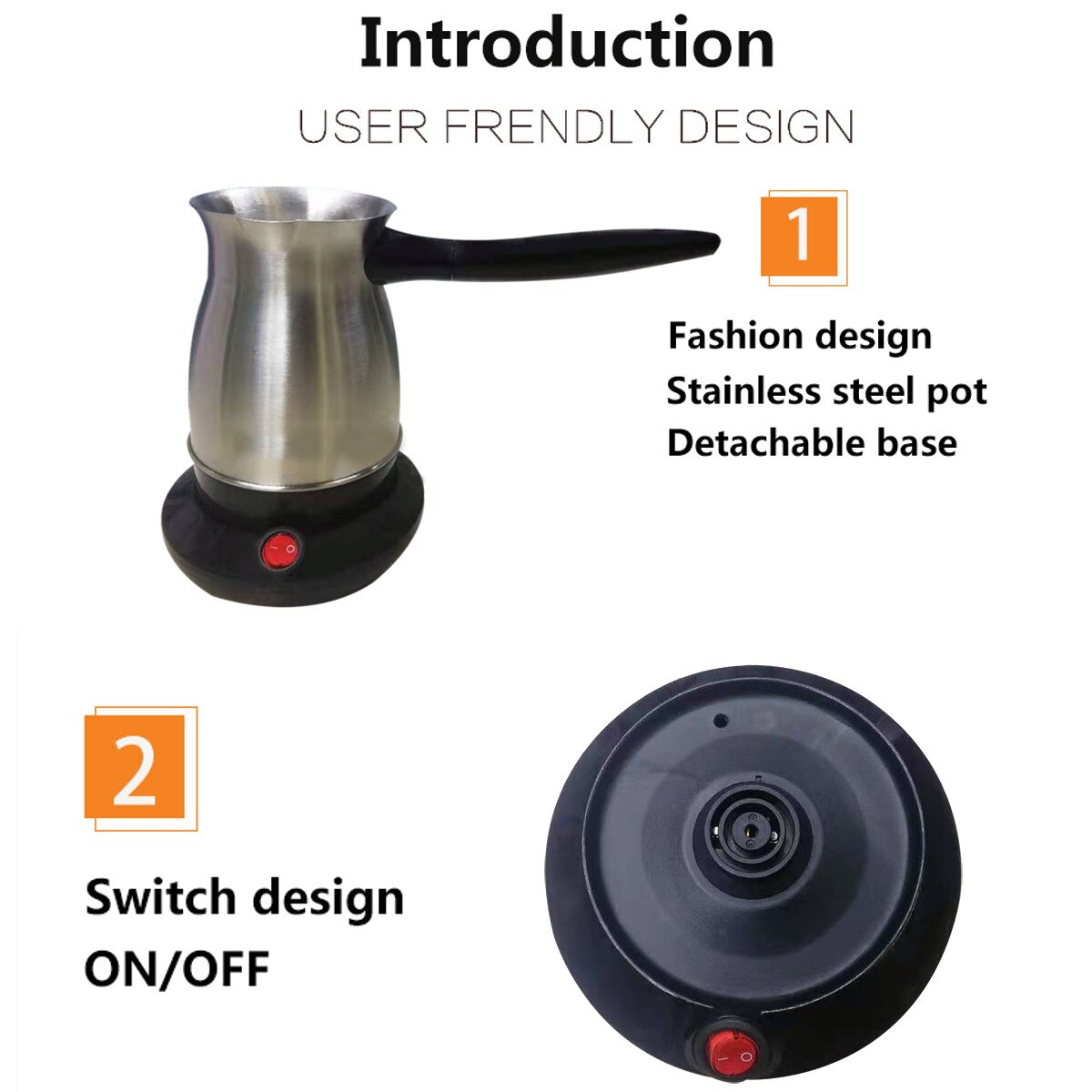 600W 220V Coffee Machine 304 Stainless Steel Turkey Mocha Coffee Maker Electrical Coffee Pot Coffee Kettle for home office