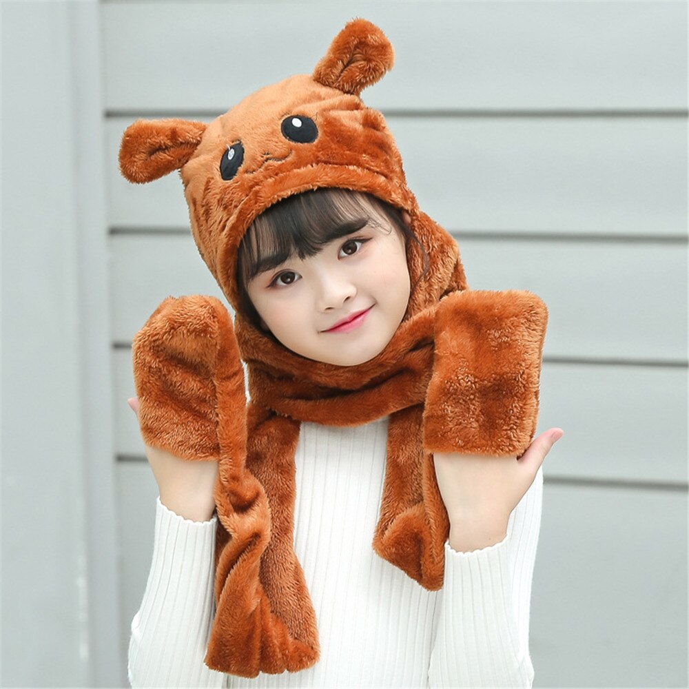 Vinter korean hat handsker tredelt tykkere varm hagesmæk baby plys kanin ører børn tørklæde: Andet