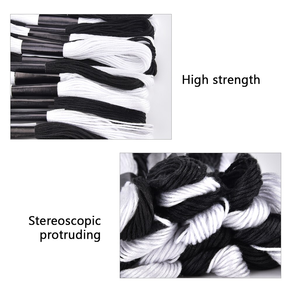 20 Uds. De madejas para bordado de hilo, punto de cruz blanco y negro, para coser a mano, accesorio de costura artesanal