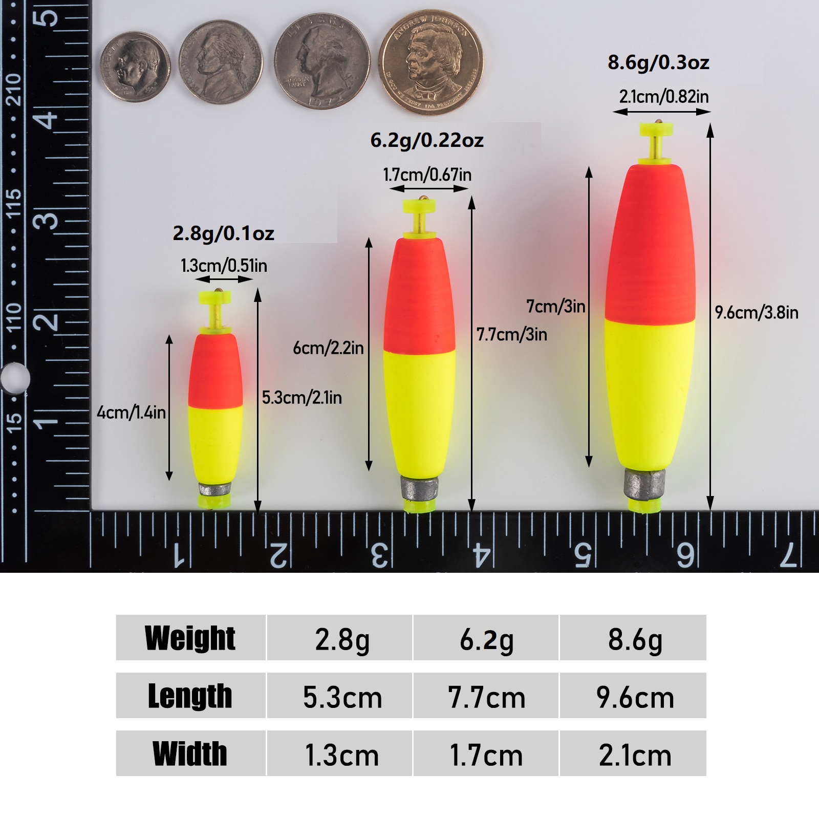 3pcs Fishing Weighted Bobbers Cigar Foam Float EVA Buoy Oval Shape Strike Indicators Snap-on Fishing Float Bass Trout Crappie