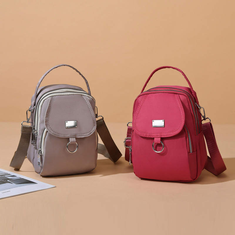1pc dam casual messenger bag axelväska enfärgad multifunktionell handväska flerskiktad lätt oxfordväska crossbody
